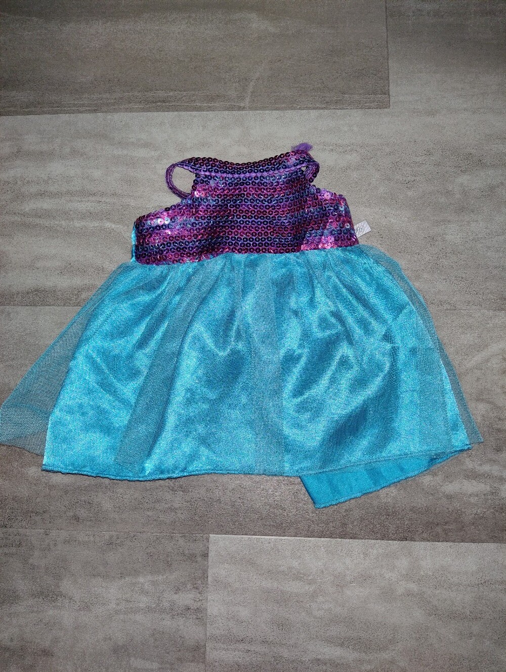 Build-A-Bear Workshop Purple Sequin & Blue Satin Tulle Halter Dress Bear Clothin